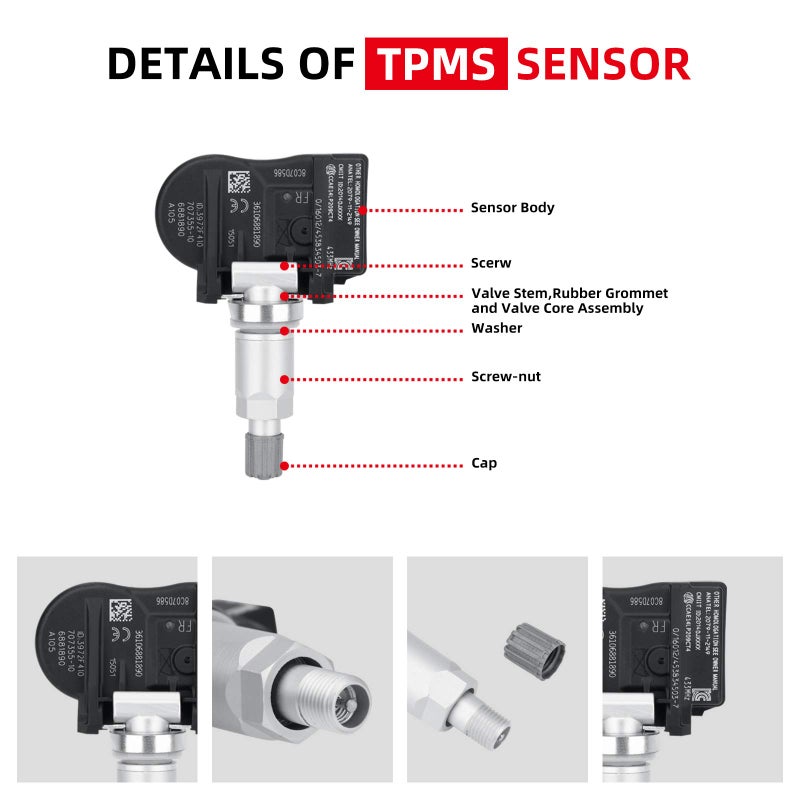 SEINECA 4Pack 36106856209 433MHz Tire Pressure Monitoring System(TPMS) Sensor Compatible with MINI Cooper BMW I3 I8 X1 X2 X5 X6 M2 M235I M240I M3 M4 228I 230I 320I 328D 328I 330E 330I 335I 340I 428I 430I 435I - Image 5